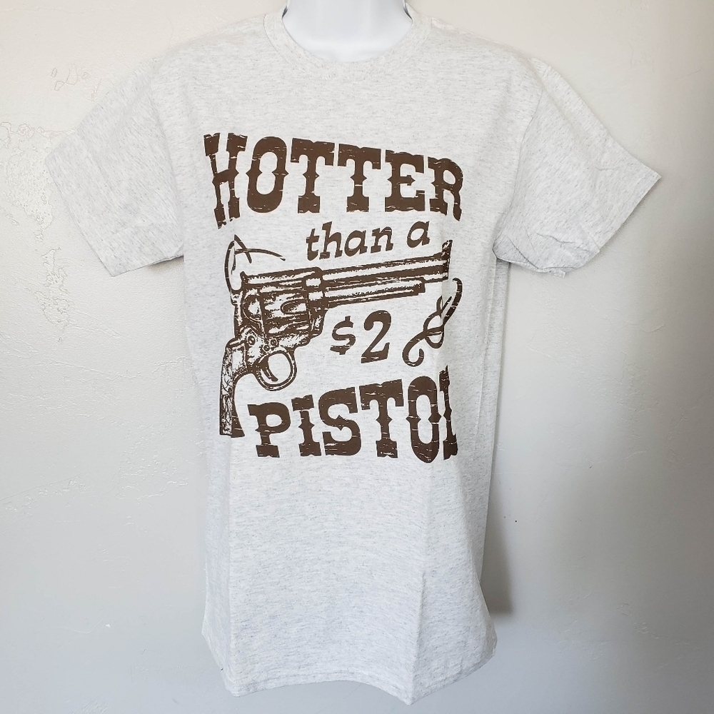 Delta Pro Weight NWOT Small Heather Grey Short Sleeve Graphic Tee Hotter Pistol
